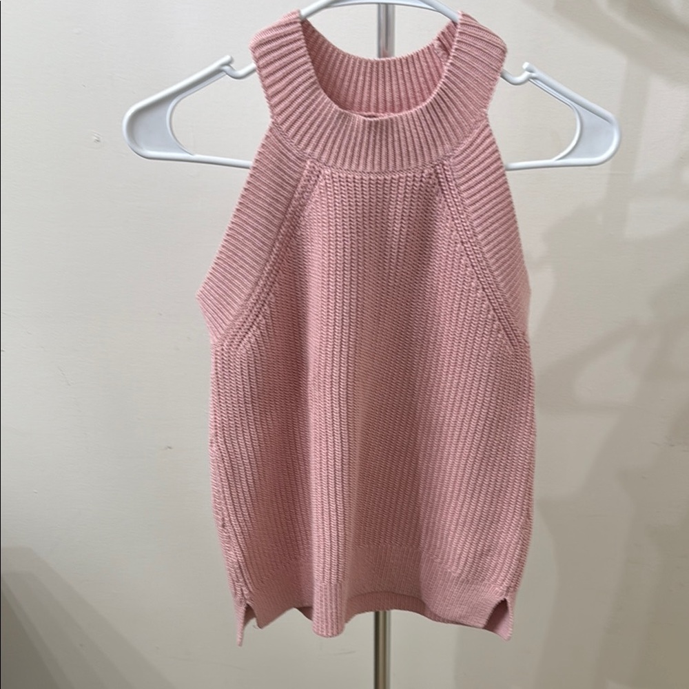 LOFT Pink Ribbed Sleeveless Off-the-Shoulder Sweater